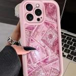 Pink Glitter Dollar Transparent Mobile Phone Case